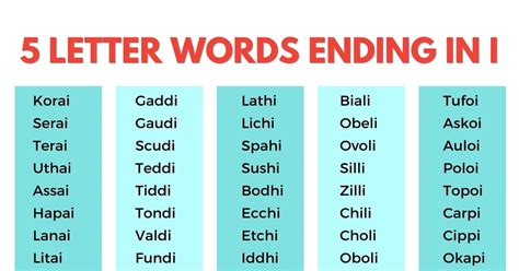 5 letter words ending in i|scrabble words ending with i.